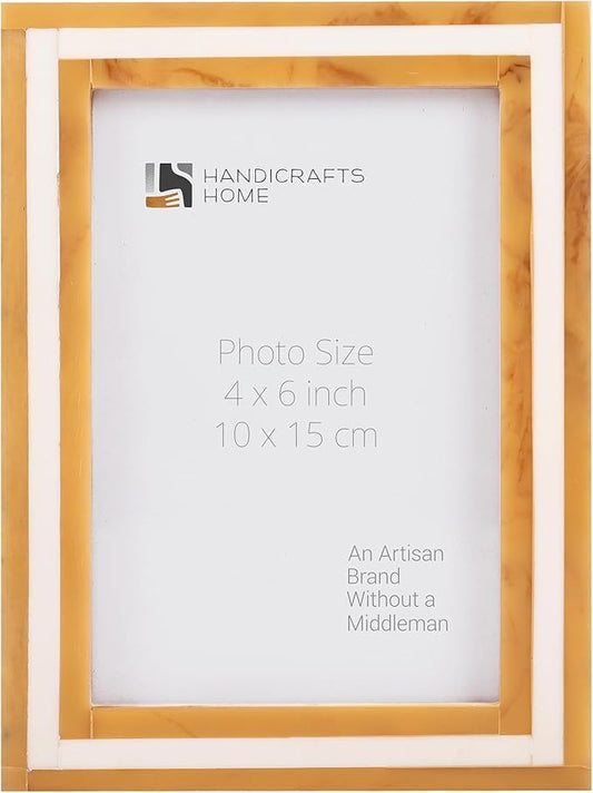 Handicrafts Home 4x6 Vintage Picture Frame, Handmade Brown & White Decorative Picture Frame for 4x6 photos, Wall & Tableto...