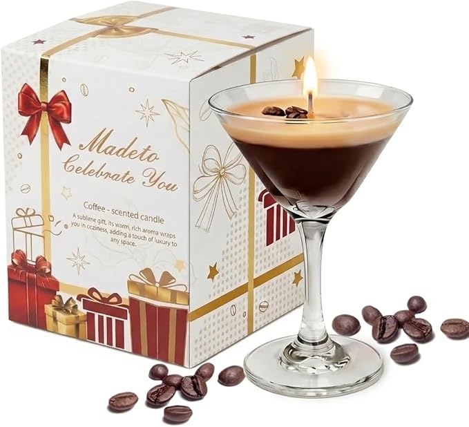 SILEAGEO Espresso Martini Candle in Reusable Glass | Strong Scented Natural Soy Wax Coffee Candle, Home & Bedroom Decor | ...