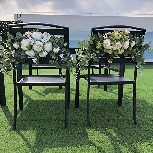 H&S BRIDAL Wedding Arch Flowers, 30 Inch Rustic Artificial Floral Swag for Door Lintel, Green Leaves Rose Peony Sunflowers...