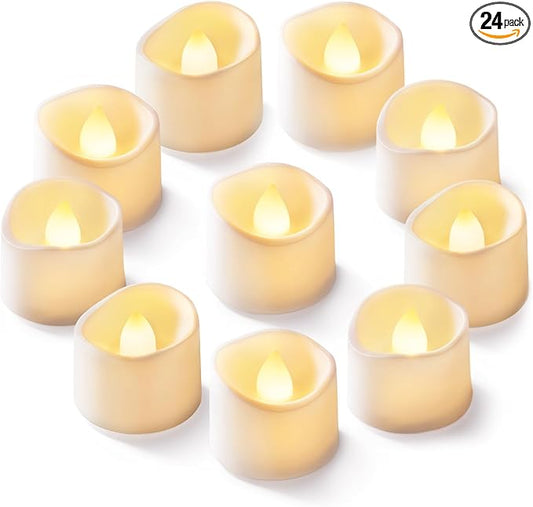Homemory 24Pcs Flickering Flameless Candle Battery Operated, 200+Hours Fake Electric LED Tea Lights for Votive, Centerpiec...