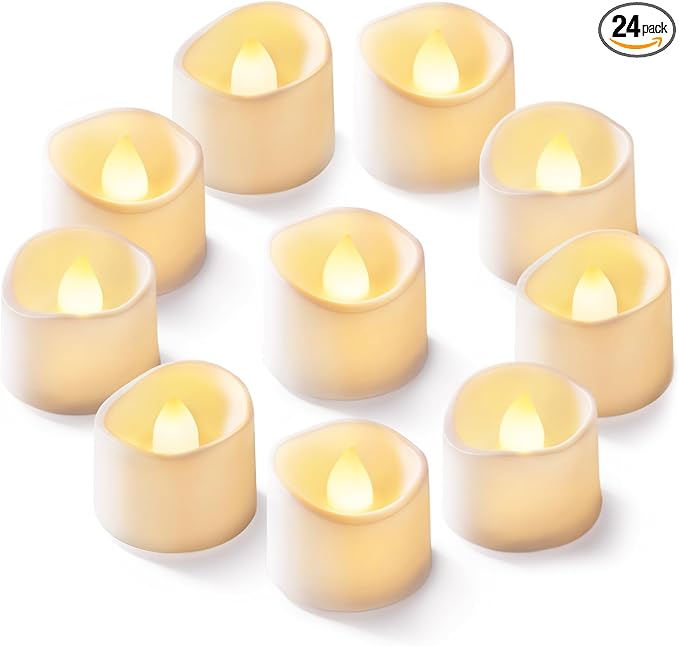 Homemory 24Pcs Flickering Flameless Candle Battery Operated, 200+Hours Fake Electric LED Tea Lights for Votive, Centerpiec...