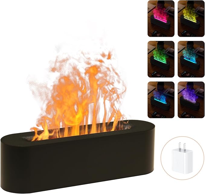 Essential Oil Diffusers,Flame Colorful Water Vapor Fire Fireplace Humidifier for Aromatherapy Aroma Therapy Machine Room B...