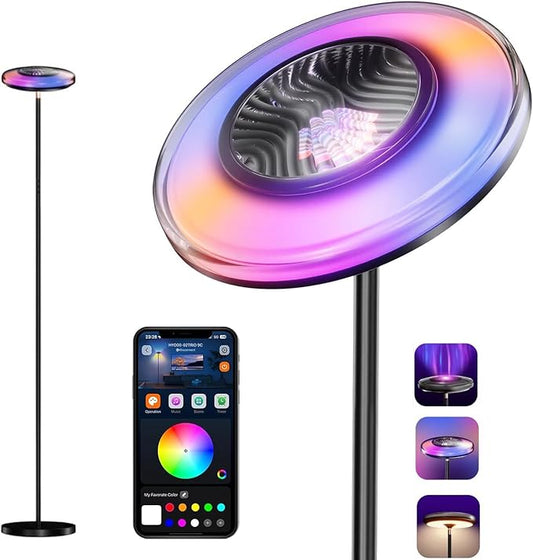 Arsoma Smart Floor Lamp for Living Room, 66.8" RGB+WW Ripple Projector Floor Lamp, 3-in-1 LED Corner Lamp with RGB+IC Side...