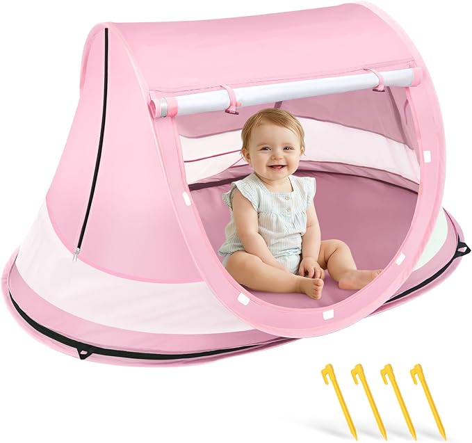 Baby Beach Tent, Pop Up Beach Tent Sun Shade for Beach, UPF 50+ UV Protection Sun Shelters for Infants with Carry Bag for ...