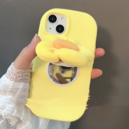 Makeup Mirror Lemon Yellow Three-dimensional Plush Flowers Autumn And Winter