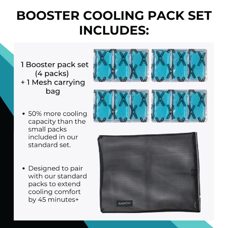 Glacier Tek Cooling Vest for Men and Women with 8 Cooling Packs Plus Booster Set-Maintains 59ºF for up to 2.5 Hours