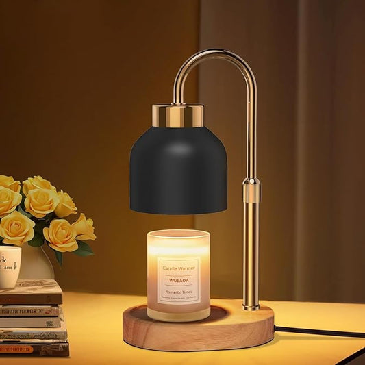 WUEAOA Candle Warmer Lamp with Timer and Dimmer, Height and Brightness Adjustable, Black Electric Wax Warmer for Women Mo...