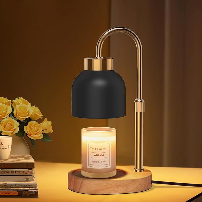 WUEAOA Candle Warmer Lamp with Timer and Dimmer, Height and Brightness Adjustable, Black Electric Wax Warmer for Women Mo...