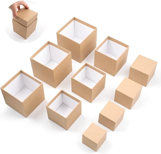 Nesting Gift Boxes Set Prank Gift Boxes Gift Wrap Boxes Surprise Box Small Square Kraft Paper Box Inside Box Gift Set for ...