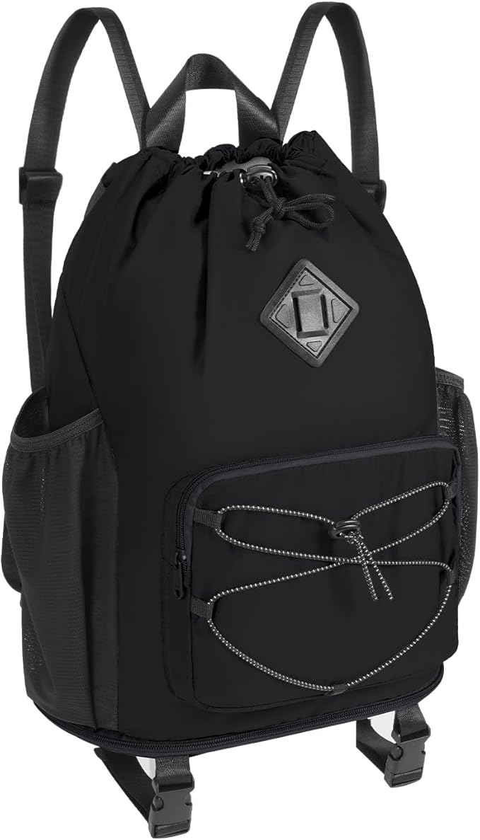 WANDF Drawstring Backpack with Removable Wet Pocket, Sandproof Beach Backpack with Bottom Compression Strap for Beach Mat,...