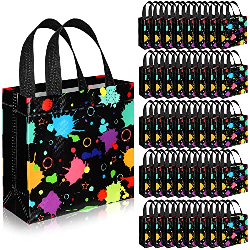 Sweetude 40 Pcs Glow in the Dark Gift Bags Glow Party Gift Treat Bag with Handles Non Woven Goodie Bags for Party