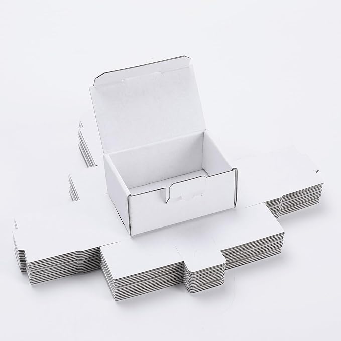 LineKap Small Shipping Boxes 3.5x2.2x1.6 Inches, 10-Pack White Corrugated Cardboard Boxes for Mailing, Storing, Gift Packa...