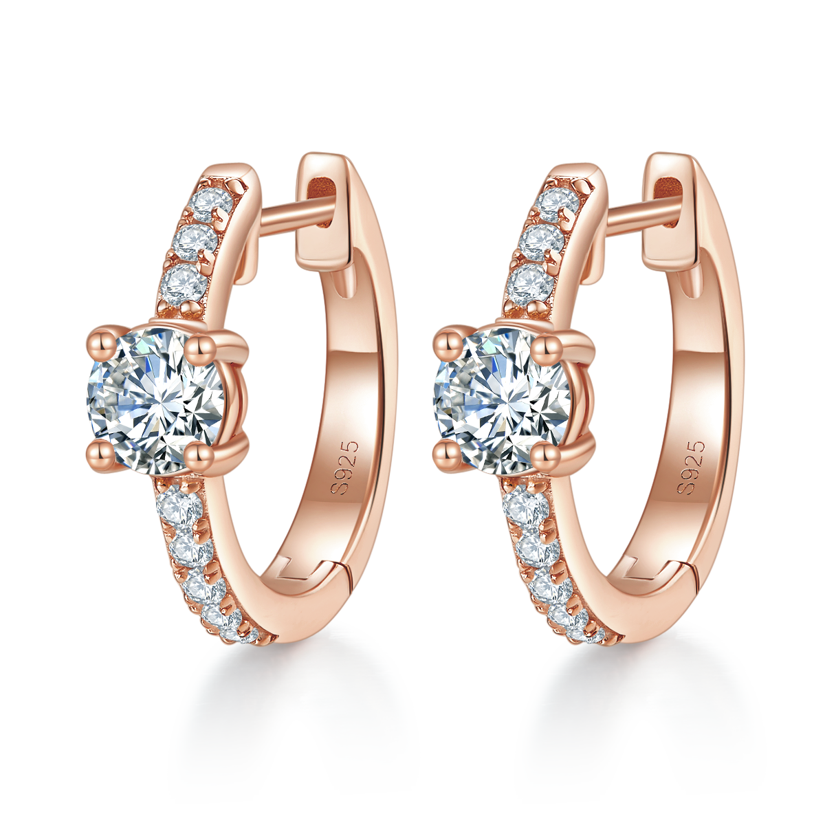 4.1g S925 Sterling Silver 5mm Moissanite Hoop Earrings For Women  Platinum Plated Huggie Hoops With GRA Certificate, Fine Jewelry Gift Box Set