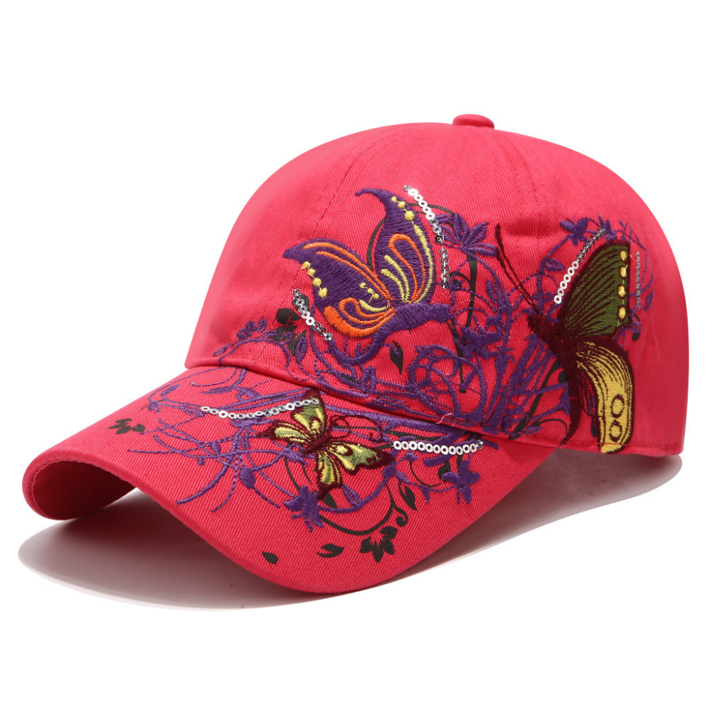 Summer Women's Embroidered Flower And Butterfly Sequin Fashion Trend Sun Hat For Outdoor Outings, Summer Shopping, Vacation - Versatile Hat