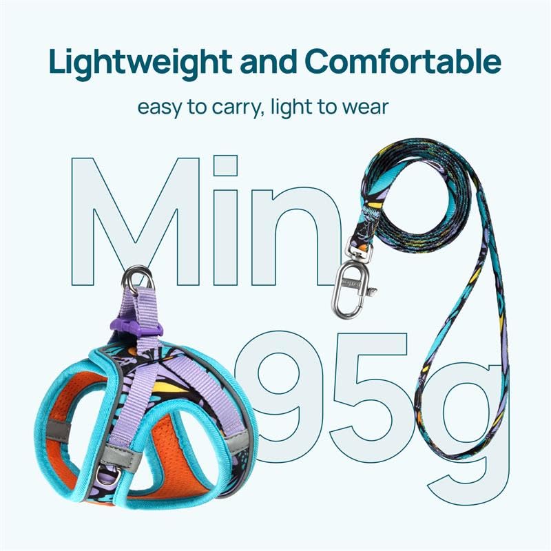 Cat Harness and Leash Set, Step-in Escape Proof Adjustable Vest Harness for Small Medium Large Cats, Lightweight Soft Brea...