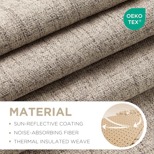 Joydeco Blackout Curtains for Bedroom - Nature Linen 84 Inch Long 100% Light Blocking 2 Panels Set, Rod Pocket & Back Tabs...