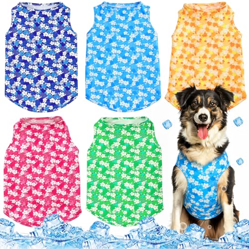 Talltalk 5 Pack Dog Cooling Vest Quick Dry Shirts Mesh Breathable Instant Sun Protection Cooling Dog Vest Lightweight Summ...