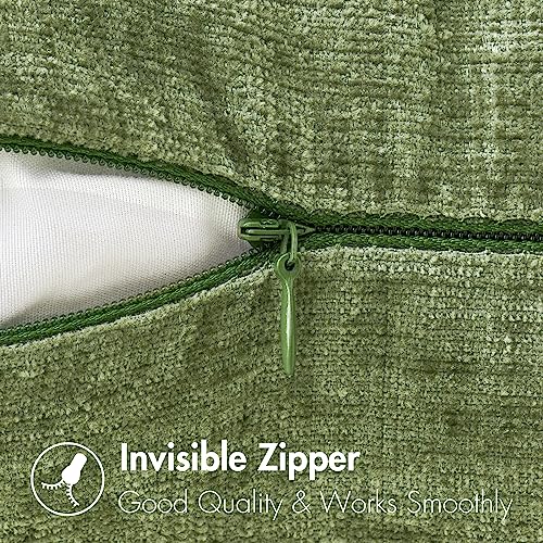 MIULEE Pack of 2 Couch Throw Pillow Covers 18x18 Inch Spring Soft Sage Green Chenille Pillow Covers for Sofa Living Room S...