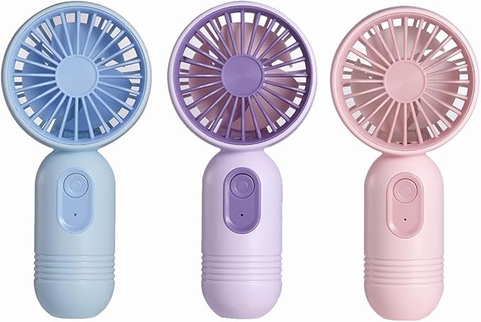 Mini Portable Fan 3 Pack, Cute Handheld Battery Operated Lightweight Small Personal Fan with 3 Speeds and USB Rechargeable...