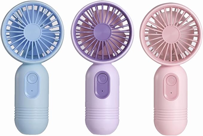 Mini Portable Fan 3 Pack, Cute Handheld Battery Operated Lightweight Small Personal Fan with 3 Speeds and USB Rechargeable...