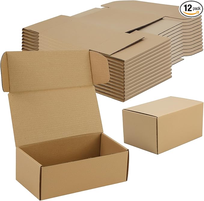 Moukiween 12 Pack Small Shipping Boxes 6x4x3 Inch Corrugated Small Cardboard Boxs for Shipping, Packaging Boxes for Busine...