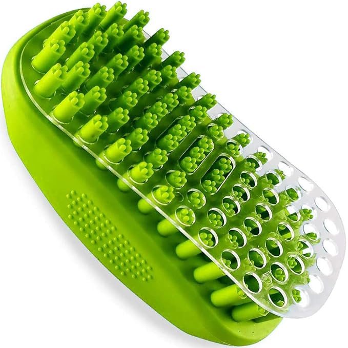 Metopets Rubber Curry Brush for Short Haired Dogs, Soft Curry Comb with Removable Screen, Silicone Pet Brush, Use Wet as B...