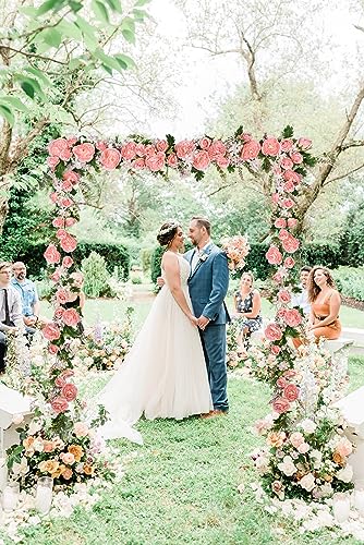Artiflr 2 Pack Artificial Peony Garland Flowers, 12ft Floral Greenery Garland Rose Flower Vine with Pink Peony and Green L...