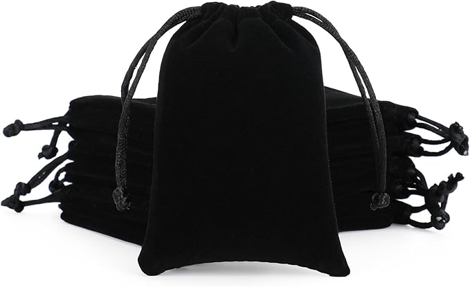 Tapleap Jewelry Bags, 12Pcs Black Velvet Coin Pouch, 3x4 Drawstring Bags, Wedding, For Wrapping Dnd Dice, Jewelry, Resin R...