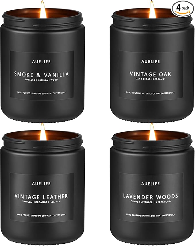 Scented Candles Set | Men Candle Set, Scented Candles for Home, Gifts for Men Aromatherapy Gift Set - 4 Pack Manly Gifts f...