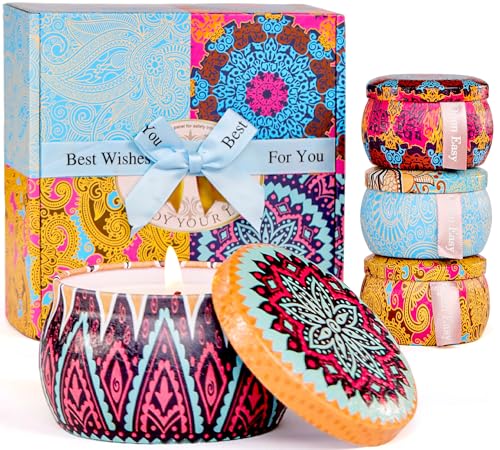 Candle Gift Set for Women, 4 Pack Long Lasting Lavender Scented Soy Candles, Aromatherapy Candles for Home Relaxation, Ide...