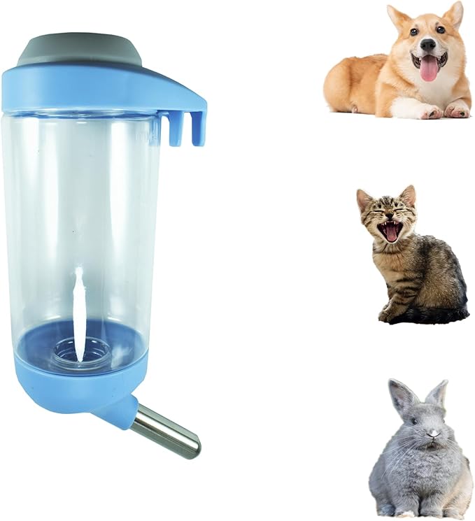 DEEUCHIS Dog Crate Water Bottle - 12 oz No Drip Kennel Pet Water Dispenser, Easy-to-Use Cage Water Bottle for Dogs, Cats, ...