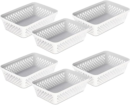 Glad Plastic Storage Basket Set - Multipurpose Drawer Trays, Kitchen Pantry Containers, and Bathroom Bins - 6 Pack Medium ...