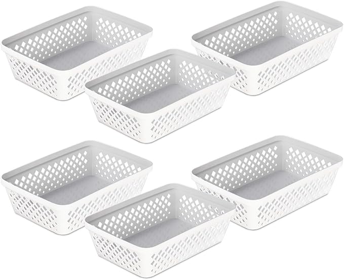 Glad Plastic Storage Basket Set - Multipurpose Drawer Trays, Kitchen Pantry Containers, and Bathroom Bins - 6 Pack Medium ...