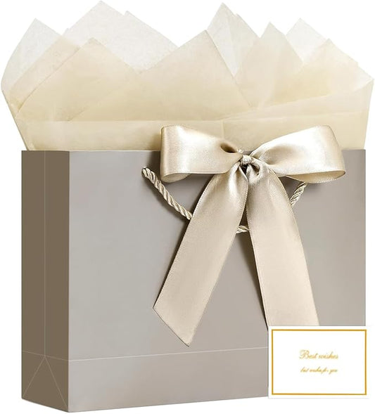 JMANNI Gift Bags with Handles, 13” Medium Gift Bag for Presents, 1 Pcs Bags with 2 Tissue Paper and 1 Cards for Baby Showe...