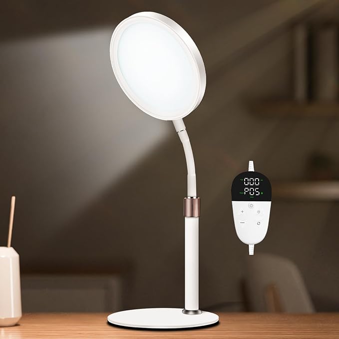 Sozapooty Light Therapy Lamp, UV-Free 10000 Lux Therapy Light with 3 Color Temperature Modes & Adjustable Brightness & Tim...