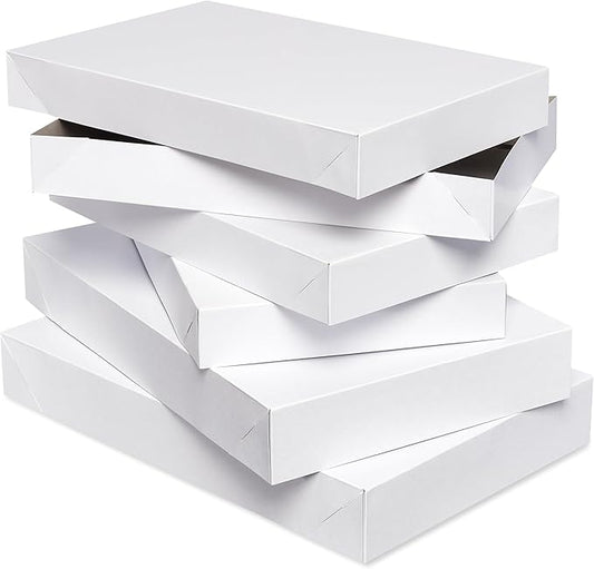 American Greetings White Gift Boxes with Lids for Presents, Assorted Sizes (3 Medium Shirt Boxes, 2 Large Robe Boxes) for ...