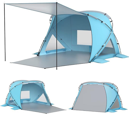 Elegear Beach Tent Sun Shelter with Canopy, CumbreX™ 4-6 Person Pop Up Beach Tent, Easy Setup UPF 50+ UV Protection Portab...
