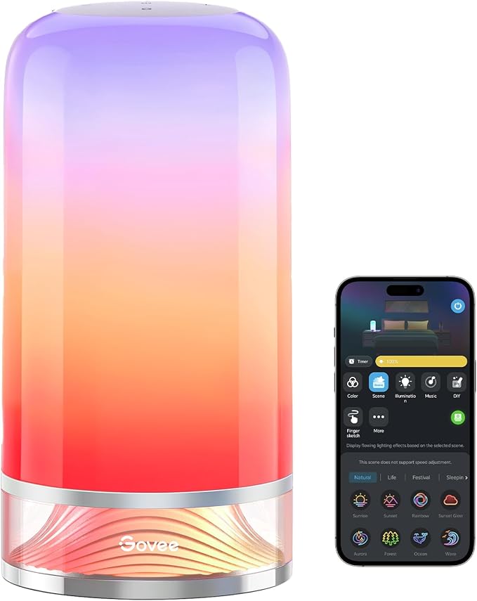 Govee RGBIC Smart Table Lamp 2, Touch Bedside Small Table Lamp Compatible with SmartThings, Matter, Alexa, Desk Lamp with ...