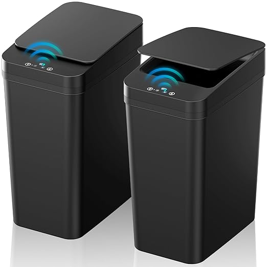Bathroom Trash Can with Lid, KOEYLE 2 Pack 2.2 Gallon Automatic Touchless Garbage Can, Small Motion Sensor Smart Trash Ca...