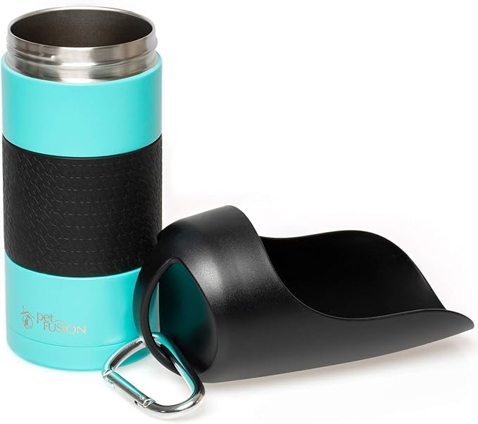 PetFusion Portable Dog Water Bottle & Dispenser (New-Large 22oz Dispenser) Insulated 2 Wall Stainless Steel- Optimal Cool ...
