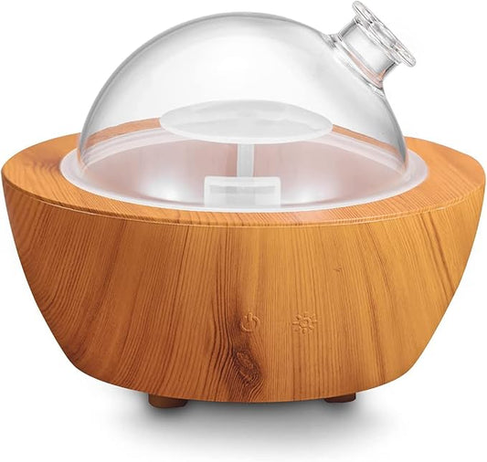 280ml Glass Essential Oil Diffuser Wood Grain Base Air Aroma Diffusers for Aromatherapy Cool Mist Humidifier with Safe Aut...
