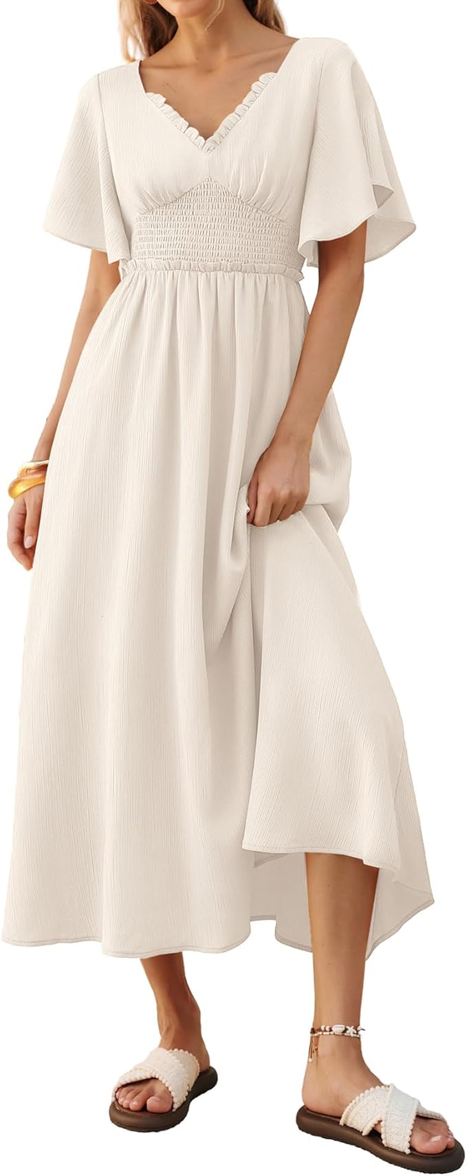 Kate Kasin Womens Short Sleeve Maxi Dress, Casual Summer Dress with Pockets, Beach Vacation Dresses 2026