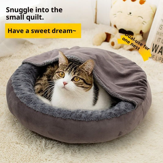 Four Seasons Pet Cushion Mat Round Large Cat Bed Kennel Thickened Flannel