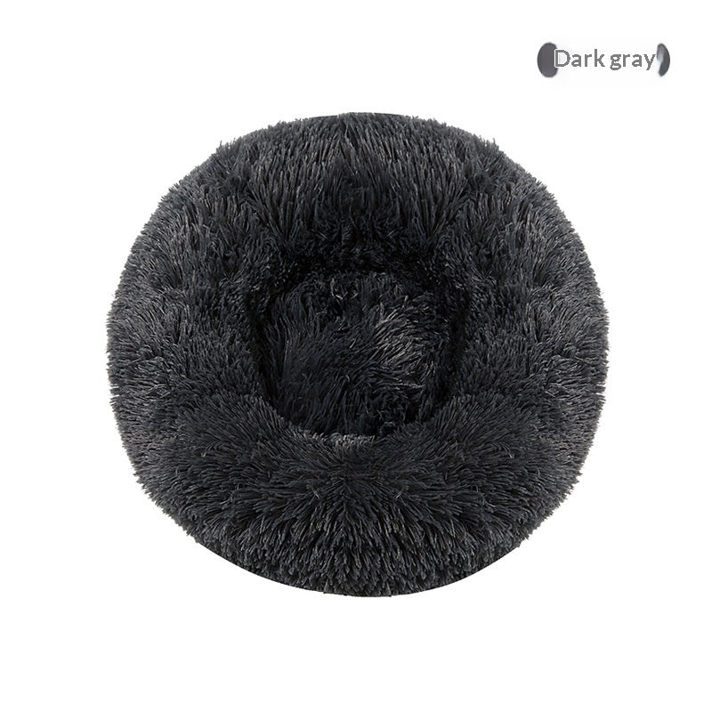 Round Plush Pet Bed, Winter Warmth For Dogs And Cats
