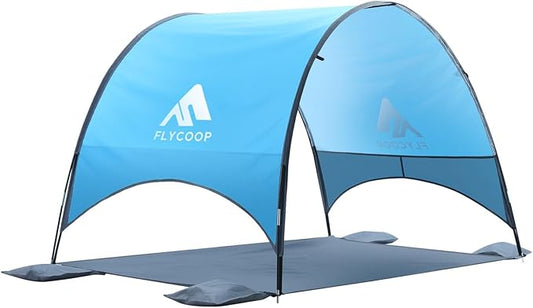 Flycoop 2026 Upgraded Beach Umbrella Canopy with UPF 50+ UV Protection – Portable Beach Tent for Sun, 360° Ventilation, 4 ...