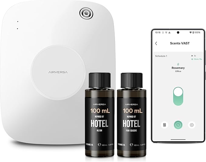 Smart Waterless Essential Oil Diffuser Hotel Scent Starter Kit, 400mL Capacity with 200mL Fragrance Oil, Up to 2000 sq ft ...
