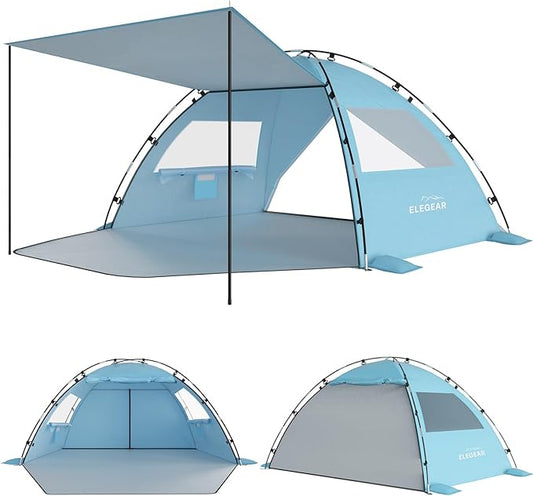 Elegear CumbreX™ Beach Tent Sun Shelter with Canopy, 4-5 Person Pop Up Beach Tent, Easy Setup UPF 50+ UV Protection Portab...
