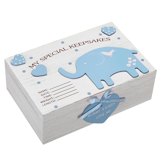 Soaoo 3D Wooden Baby Boys Memories Keepsake Box Baby Girls Elephant First Keepsake Box New Parent Newborn Baptismal Birthd...
