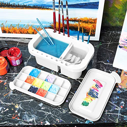 MyLifeUNIT Paint Brush Cleaner, Paint Brush Holder and Organizers with Palette for Acrylic, Watercolor, and Water-Based Pa...
