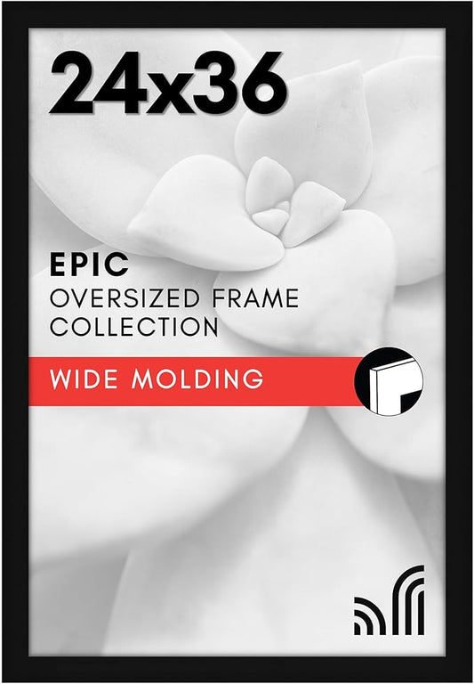 Americanflat 24x36 Poster Frame with Polished Plexiglass - Black Picture Frame - Wide Photo Frames Made of Engineered Wood...